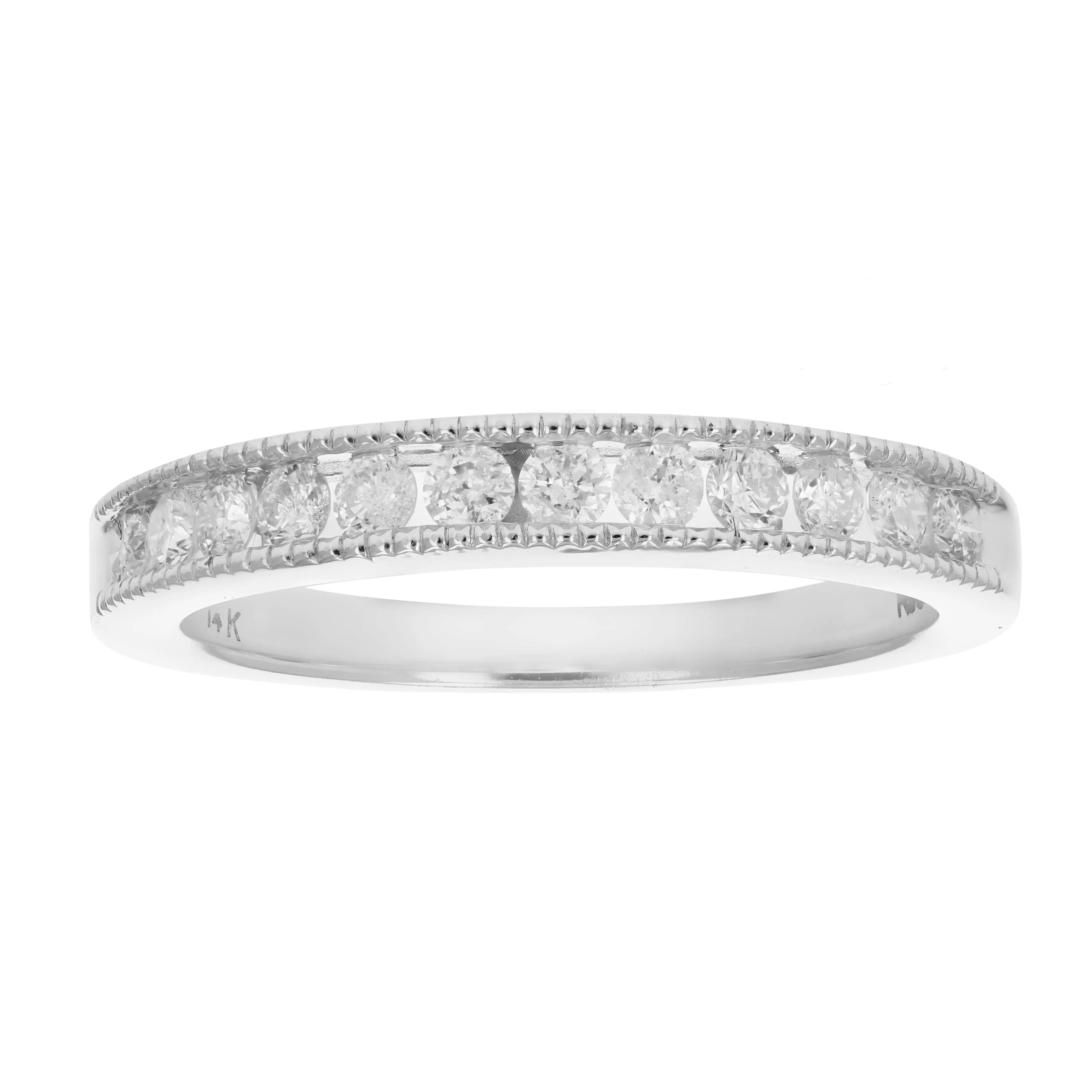 0.44 cttw Diamond Wedding Band 14K White Gold 12 Stones Round Bridal Ring