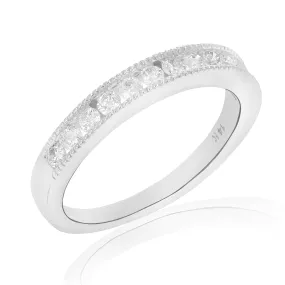 0.44 cttw Diamond Wedding Band 14K White Gold 12 Stones Round Bridal Ring