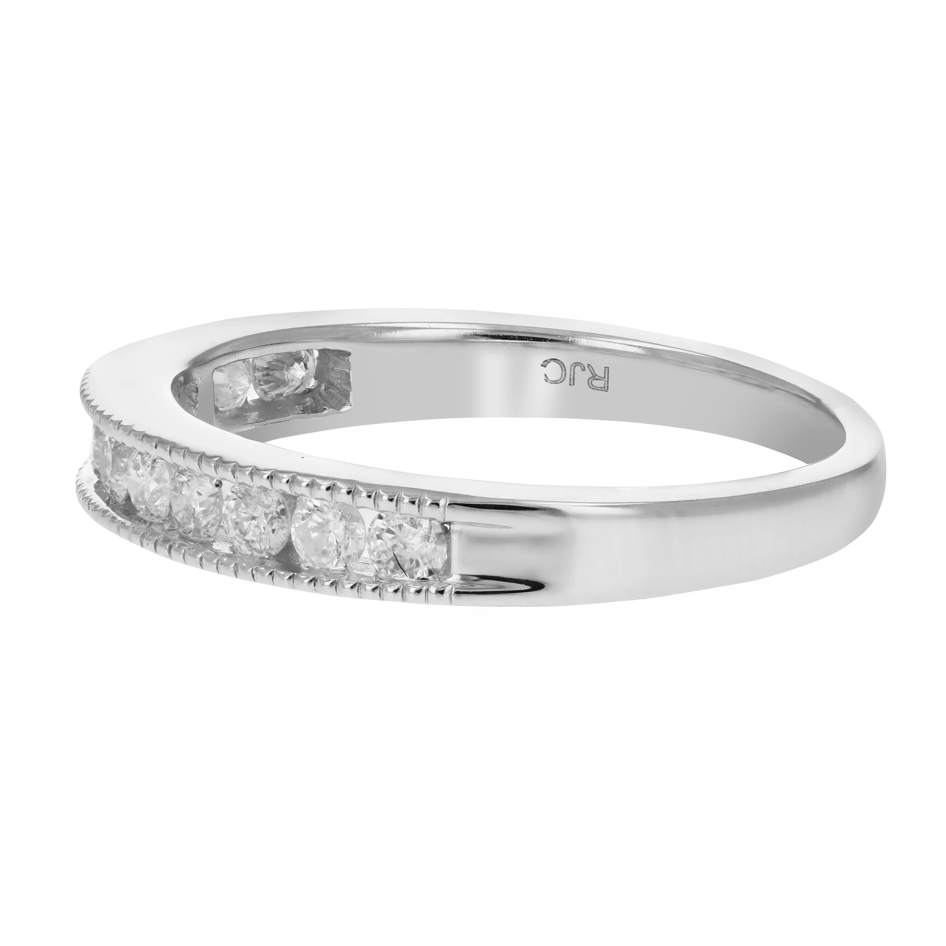 0.44 cttw Diamond Wedding Band 14K White Gold 12 Stones Round Bridal Ring