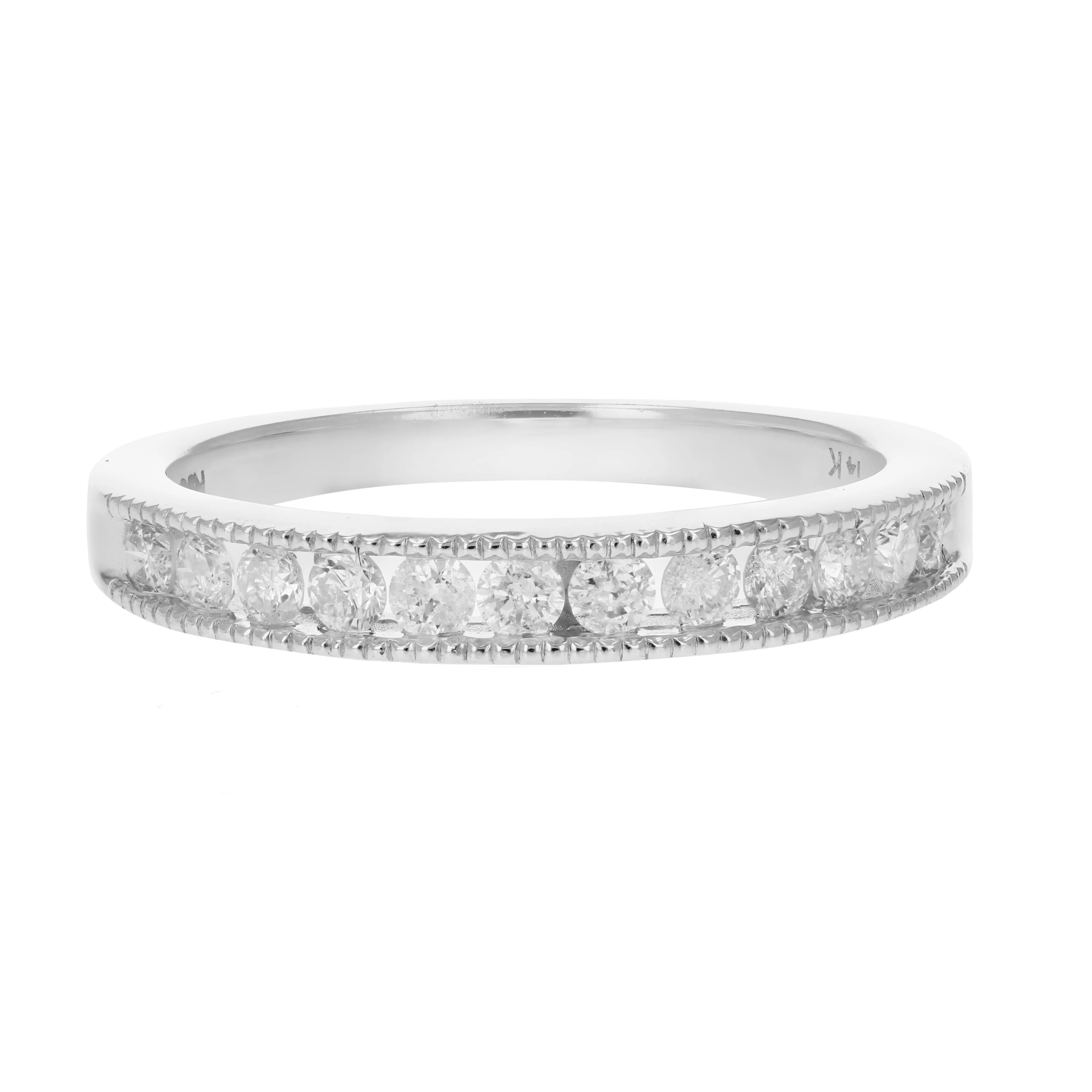 0.44 cttw Diamond Wedding Band 14K White Gold 12 Stones Round Bridal Ring