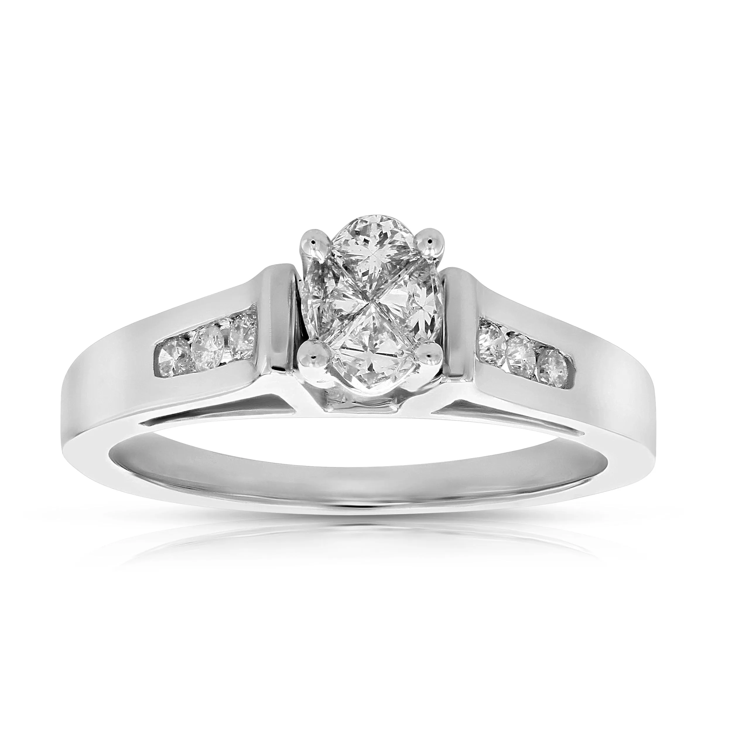 0.60 cttw Diamond Engagement Ring 14K White Gold Wedding Bridal