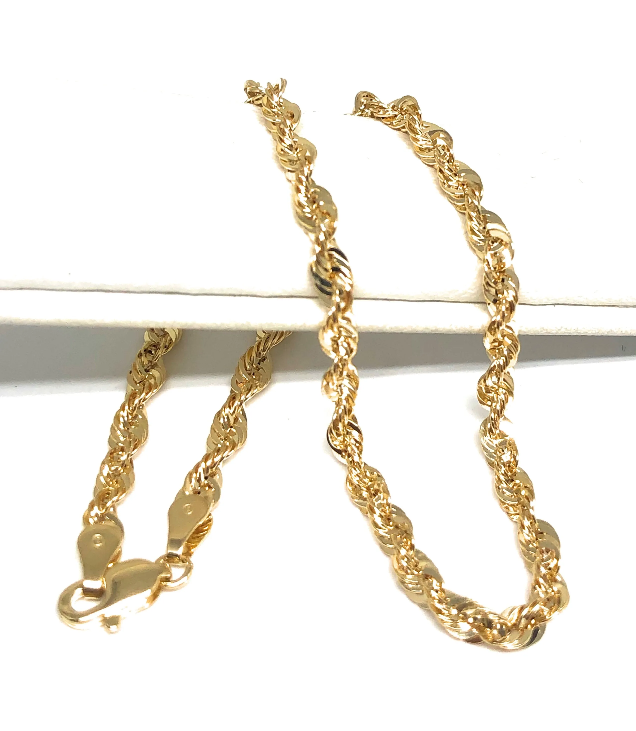 10k Solid Gold Yellow Rope Brracelet 7-10 inch 3.3mm Width