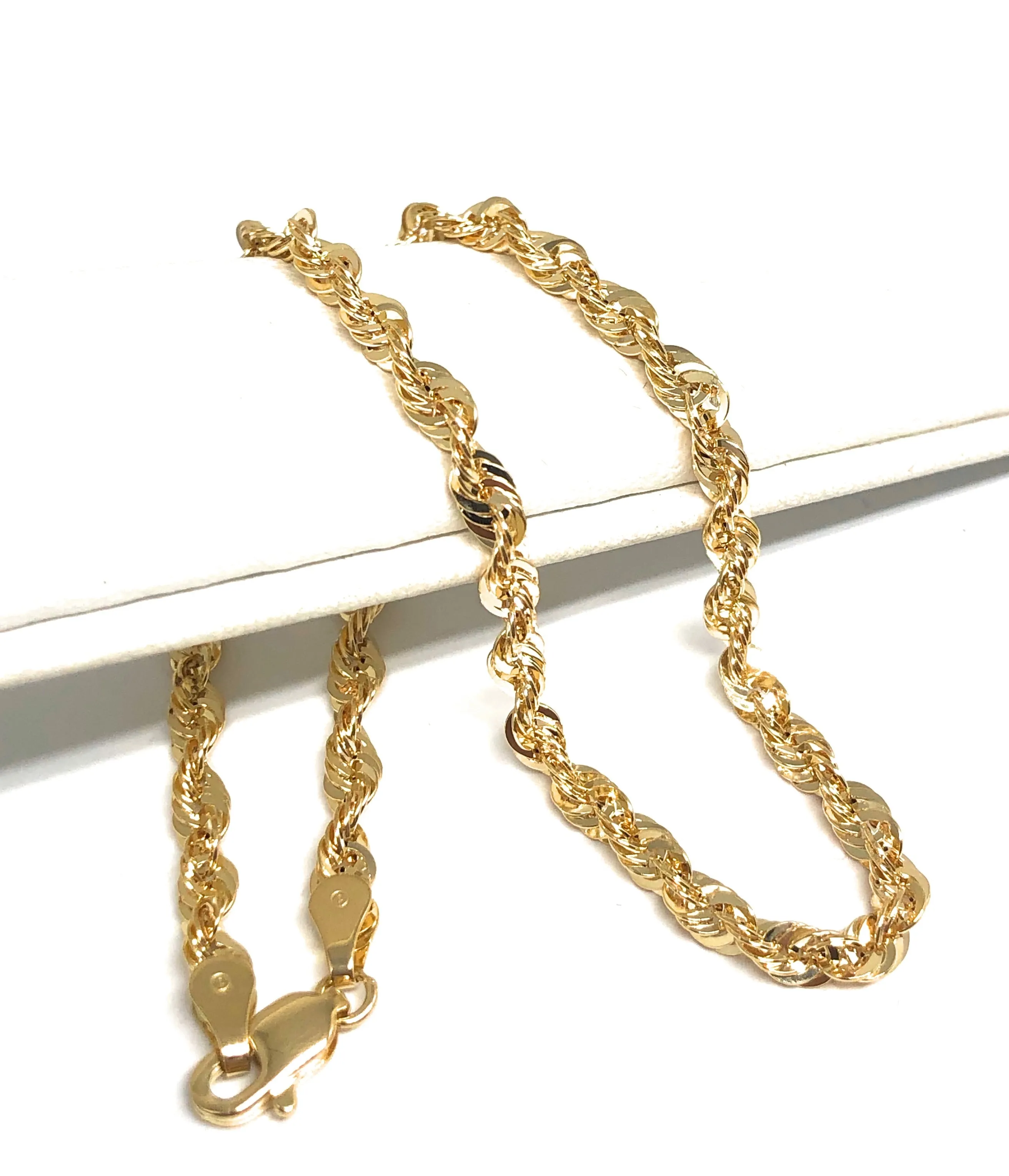 10k Solid Gold Yellow Rope Brracelet 7-10 inch 3.3mm Width