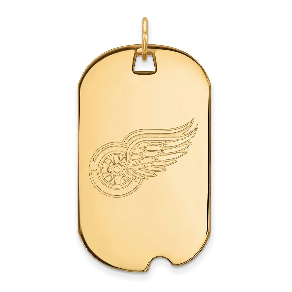 10k Yellow Gold NHL Detroit Red Wings Large Dog Tag Pendant