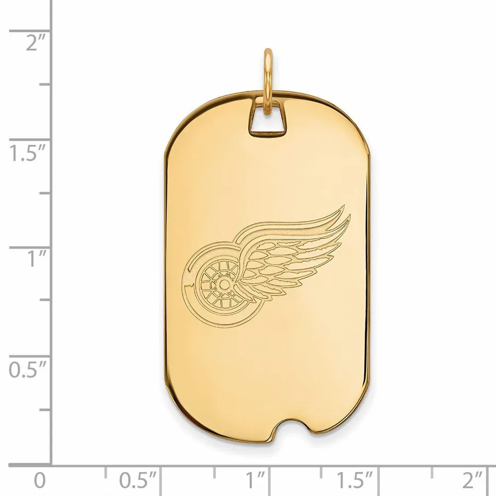 10k Yellow Gold NHL Detroit Red Wings Large Dog Tag Pendant