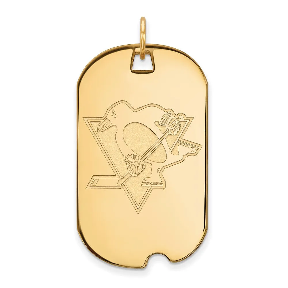 10k Yellow Gold NHL Pittsburgh Penguins Large Dog Tag Pendant