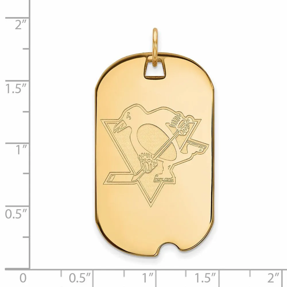 10k Yellow Gold NHL Pittsburgh Penguins Large Dog Tag Pendant