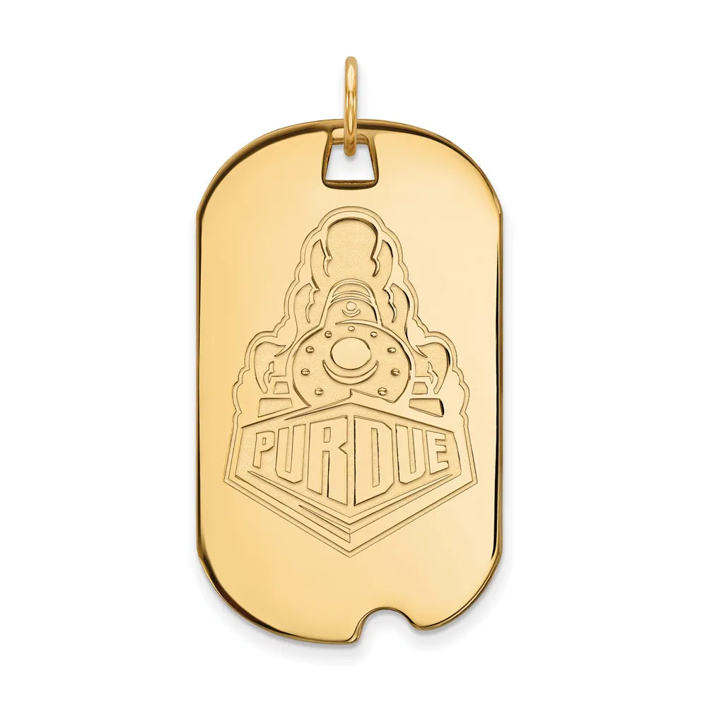 10k Yellow Gold Purdue Large Logo Dog Tag Pendant