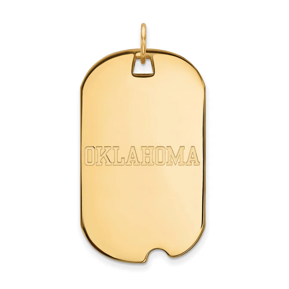 10k Yellow Gold U. of Oklahoma Large Dog Tag Pendant