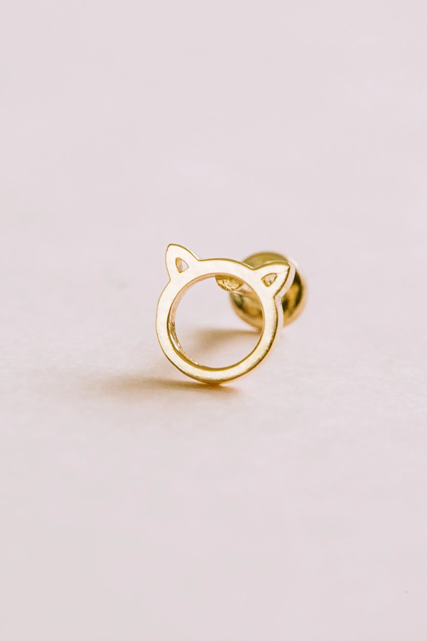 14k Gold Cartilage Kitty Ear Cat Internally Internal Threaded Labret