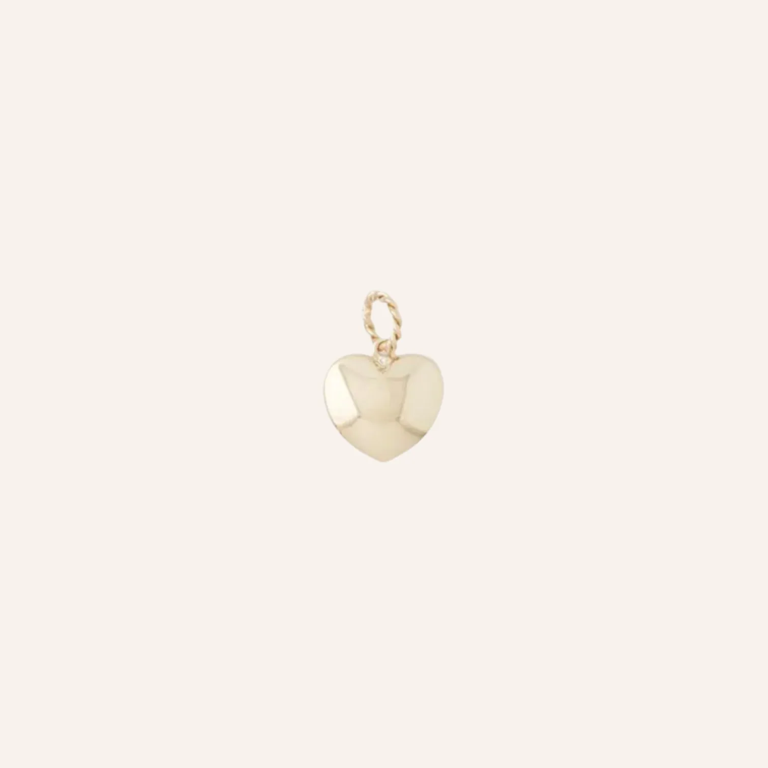 14K Gold Medium Puffy Heart Charm