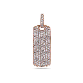 14K Rose Gold Dog Tag Pendant with 1.50 CT Diamonds