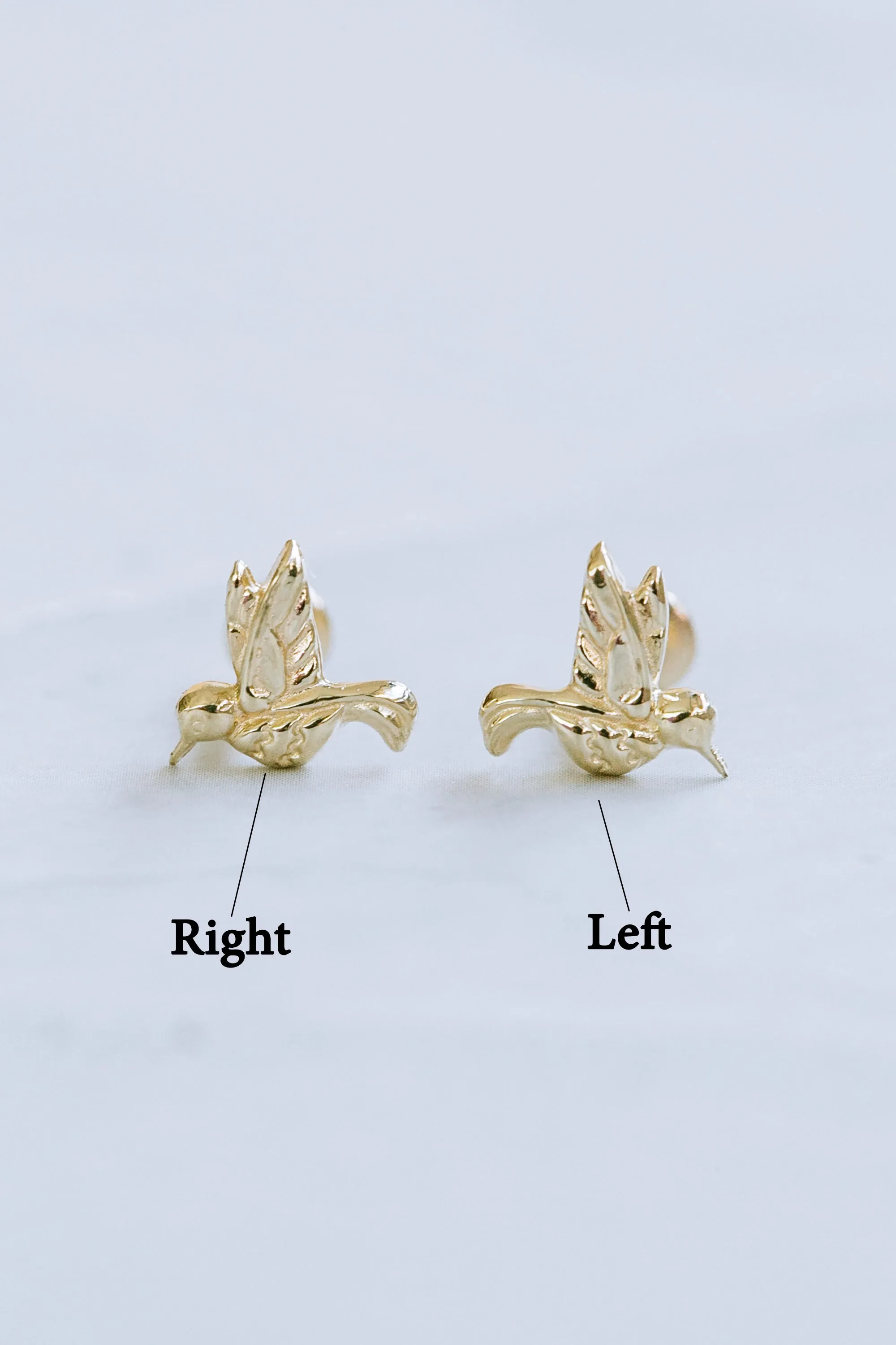 14K Solid Gold Cartilage Minimalist Cute Lucky Humming Bird Internally Internal Threaded Earring Labret