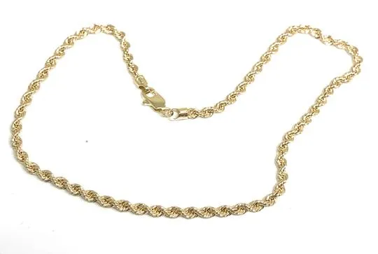 14k Solid Gold Yellow Rope Brracelet 8-9 inch 2.9mm Width