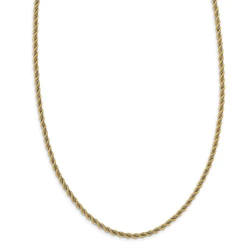 14K Two-tone Polished Textured Rope Necklace Available Size 18