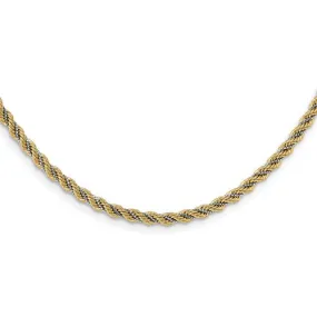 14K Two-tone Polished Textured Rope Necklace Available Size 18