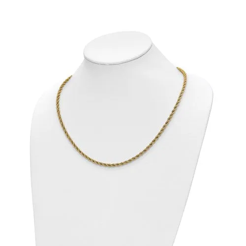 14K Two-tone Polished Textured Rope Necklace Available Size 18