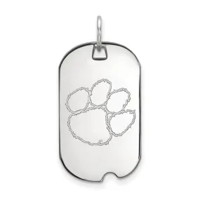 14k White Gold Clemson U Dog Tag Pendant