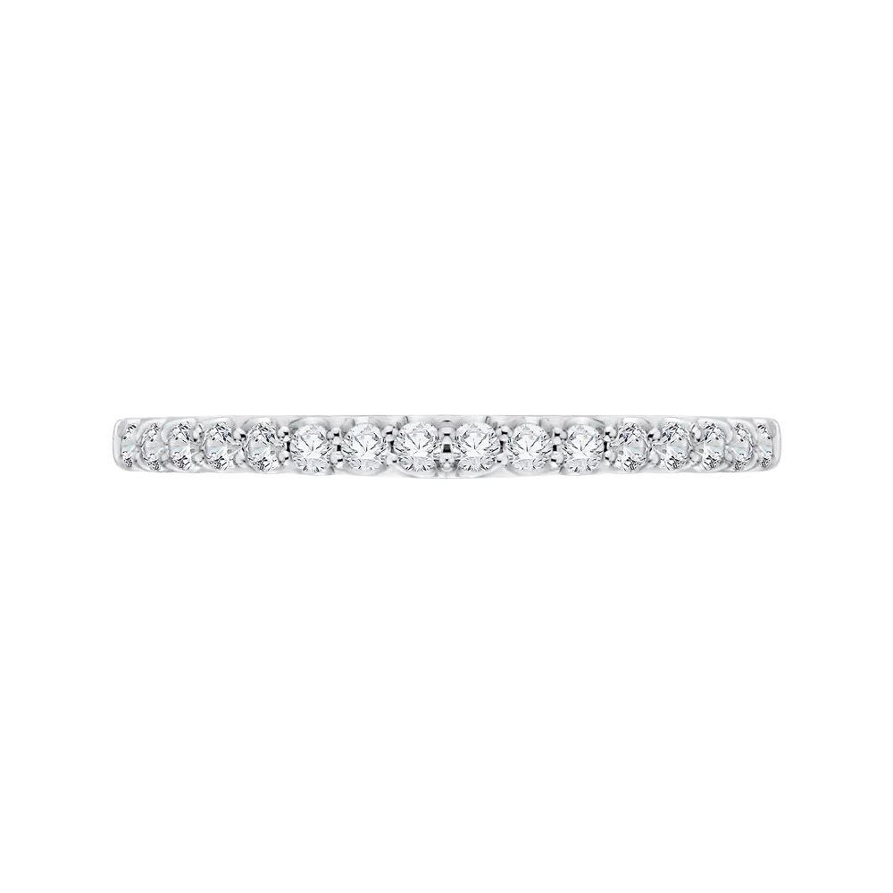 14K White Gold Round Diamond Wedding Band with Euro Shank