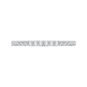 14K White Gold Round Diamond Wedding Band with Euro Shank