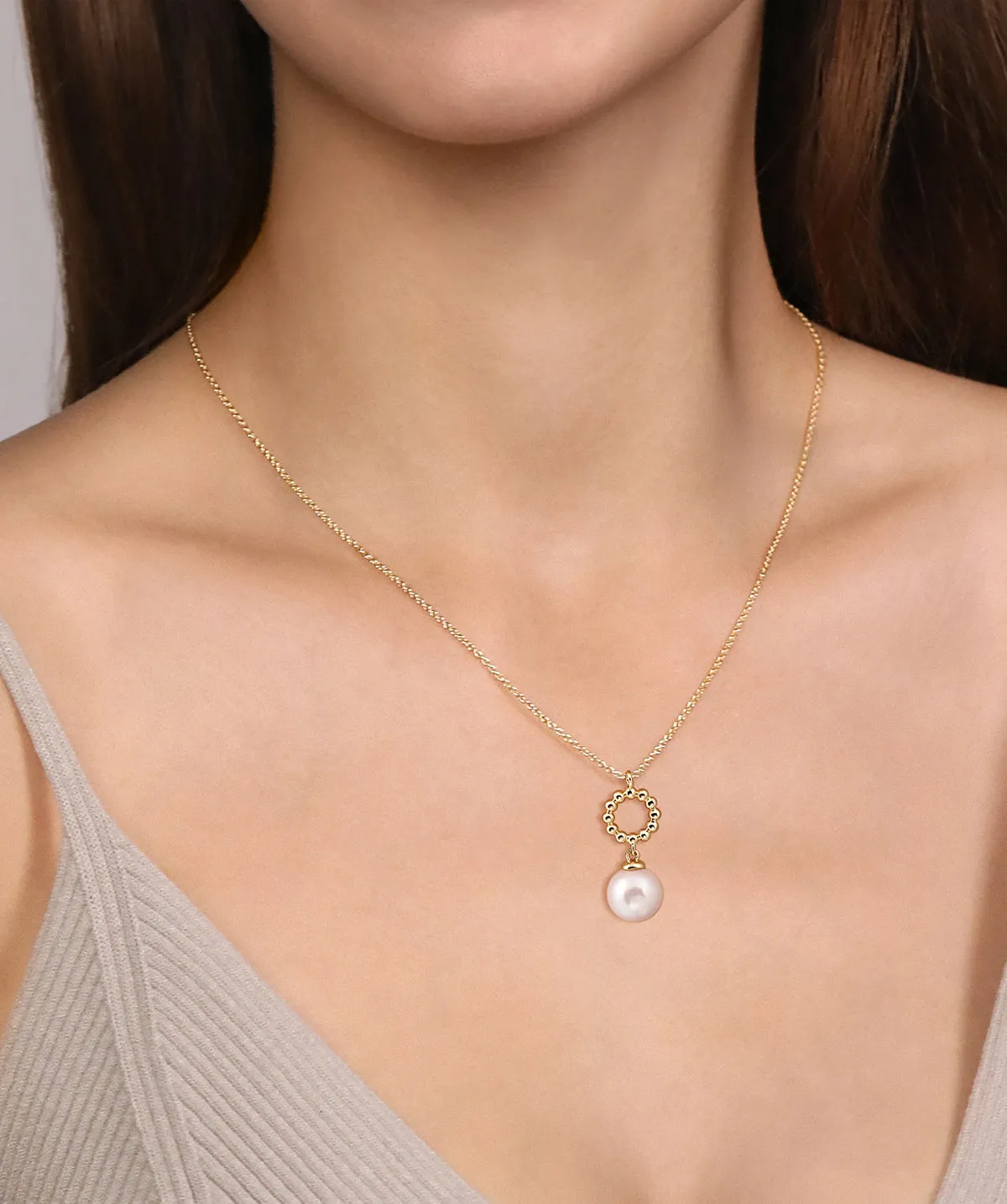 14K Yellow Gold Bujukan Fresh Water Pearl Drop Necklace