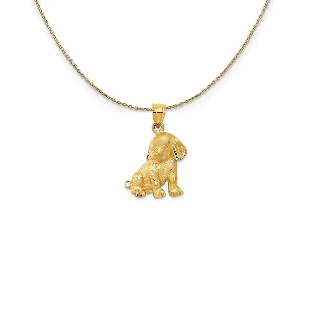 14K YELLOW GOLD DIAMOND-CUT PUPPY (17 X 26M NECKLACE