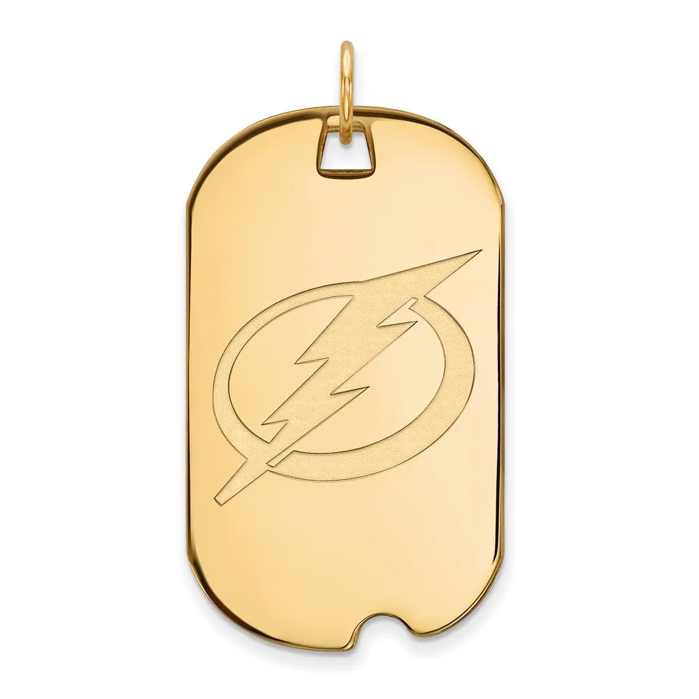 14k Yellow Gold NHL Tampa Bay Lightning Large Dog Tag Pendant