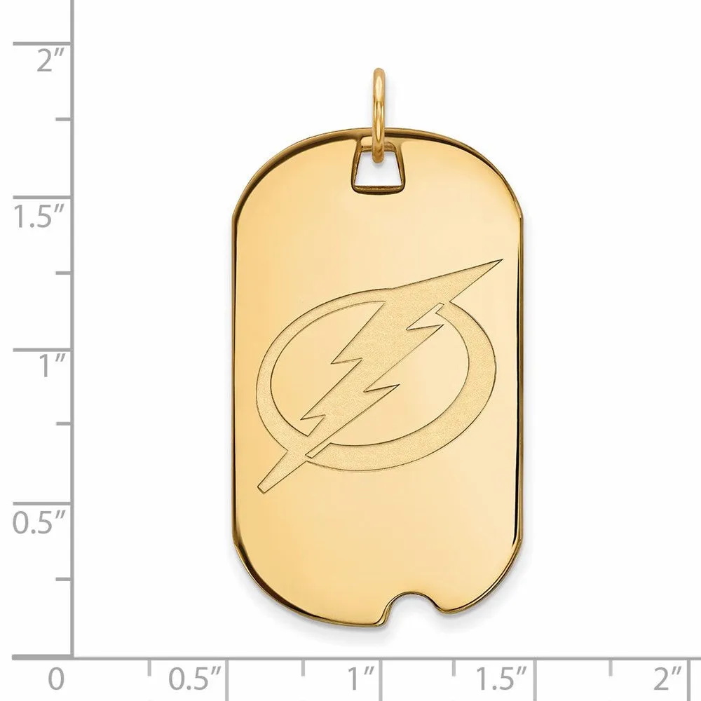 14k Yellow Gold NHL Tampa Bay Lightning Large Dog Tag Pendant