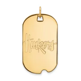 14k Yellow Gold U. of Nebraska Large 'Huskers' Dog Tag Pendant