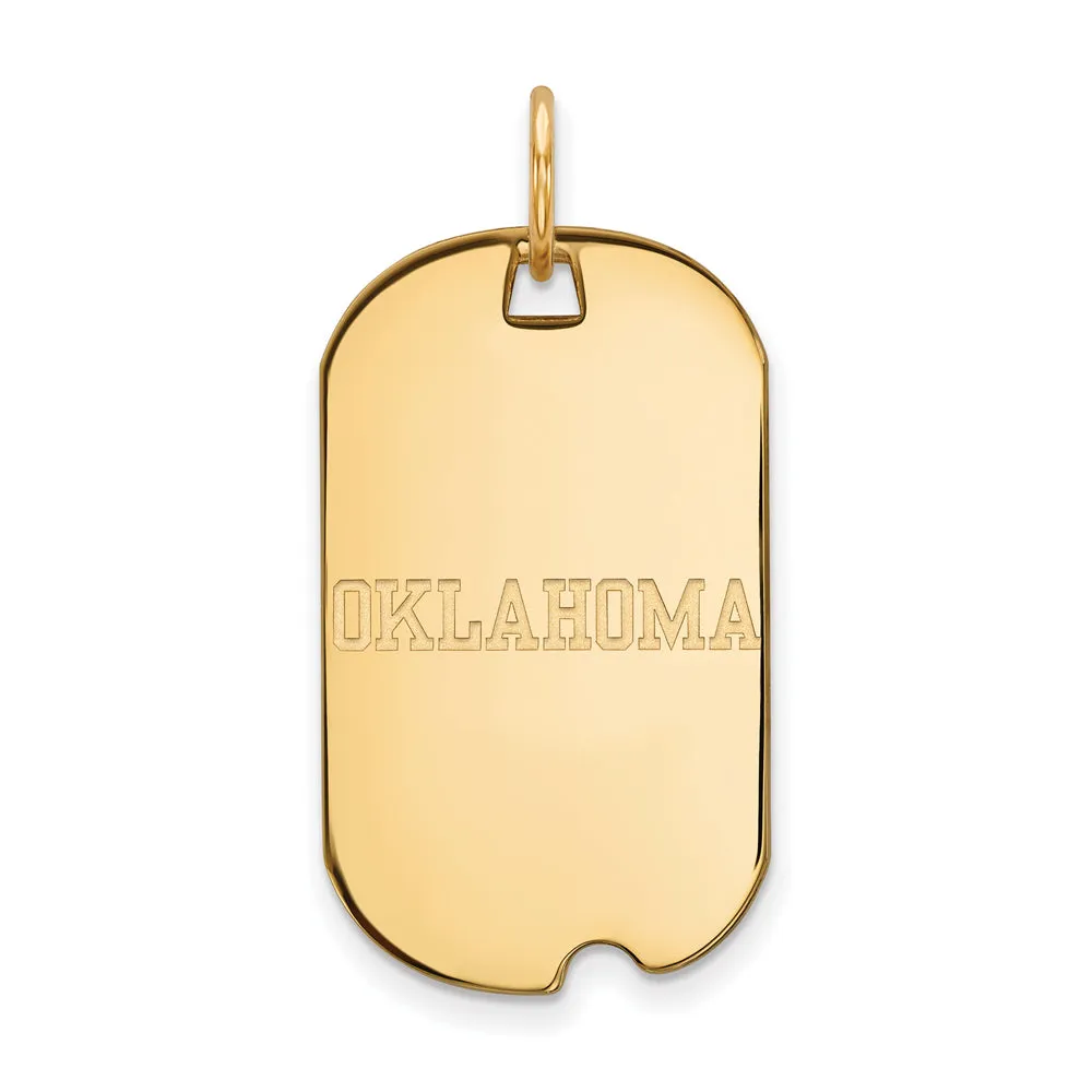 14k Yellow Gold U. of Oklahoma Dog Tag Pendant