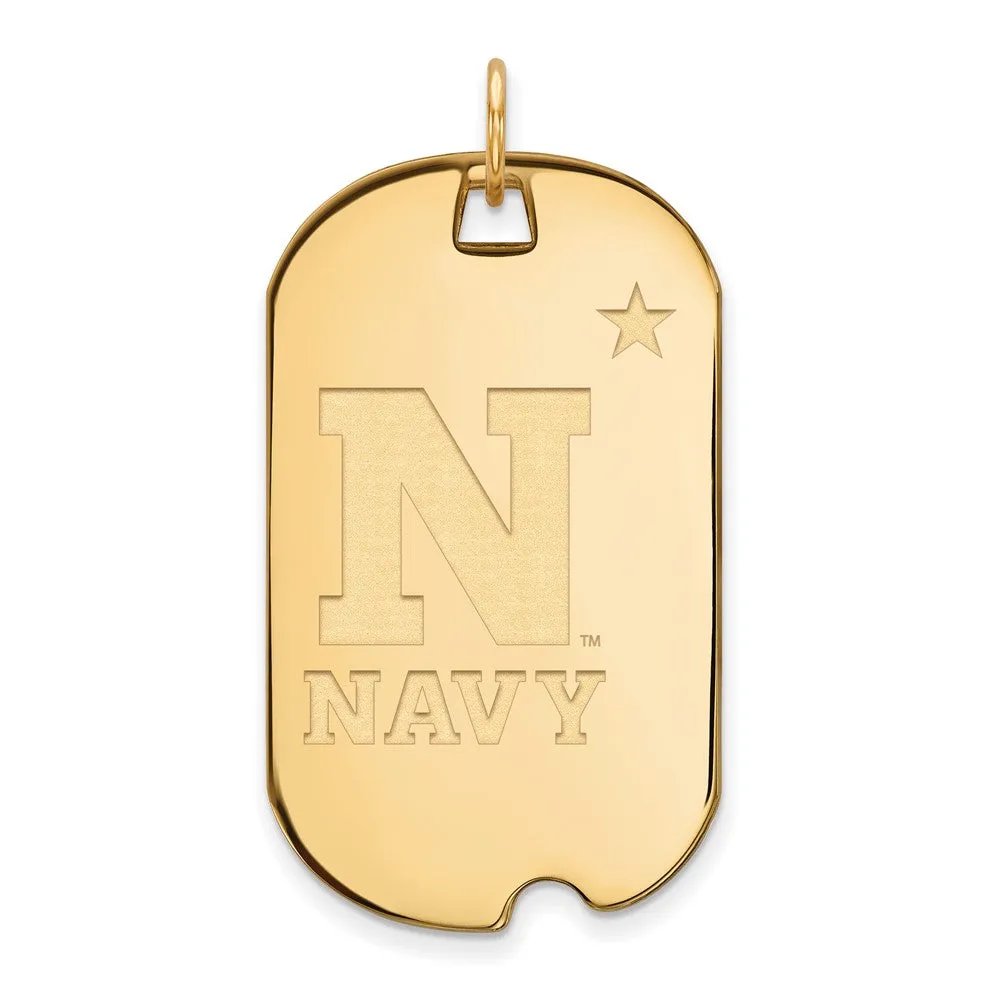 14k Yellow Gold U.S. Naval Academy Large 'N' with Star Dog Tag Pendant