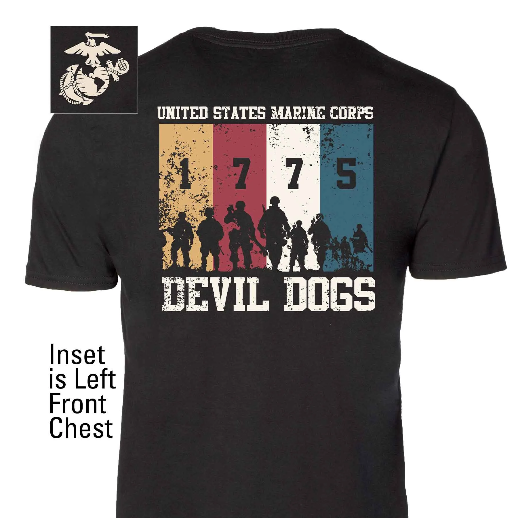 1775 Devil Dogs Back With Left Chest T-shirt