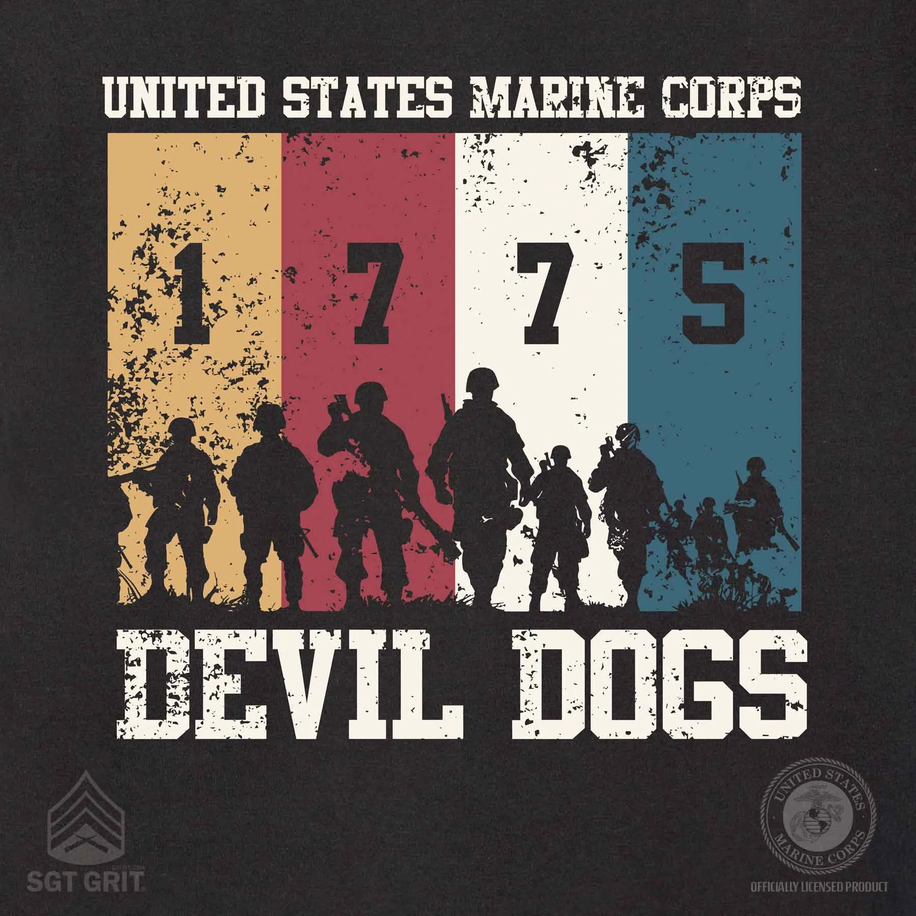 1775 Devil Dogs Back With Left Chest T-shirt