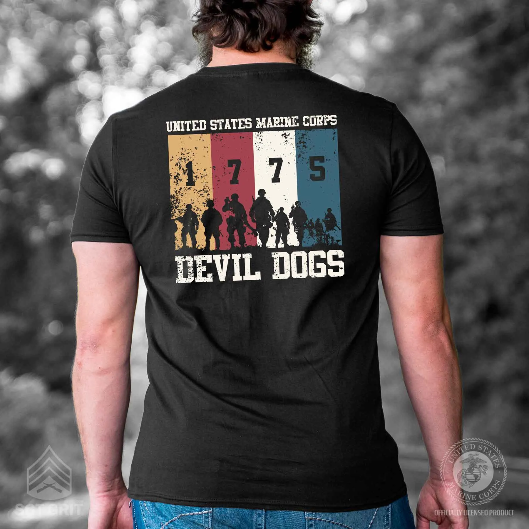 1775 Devil Dogs Back With Left Chest T-shirt