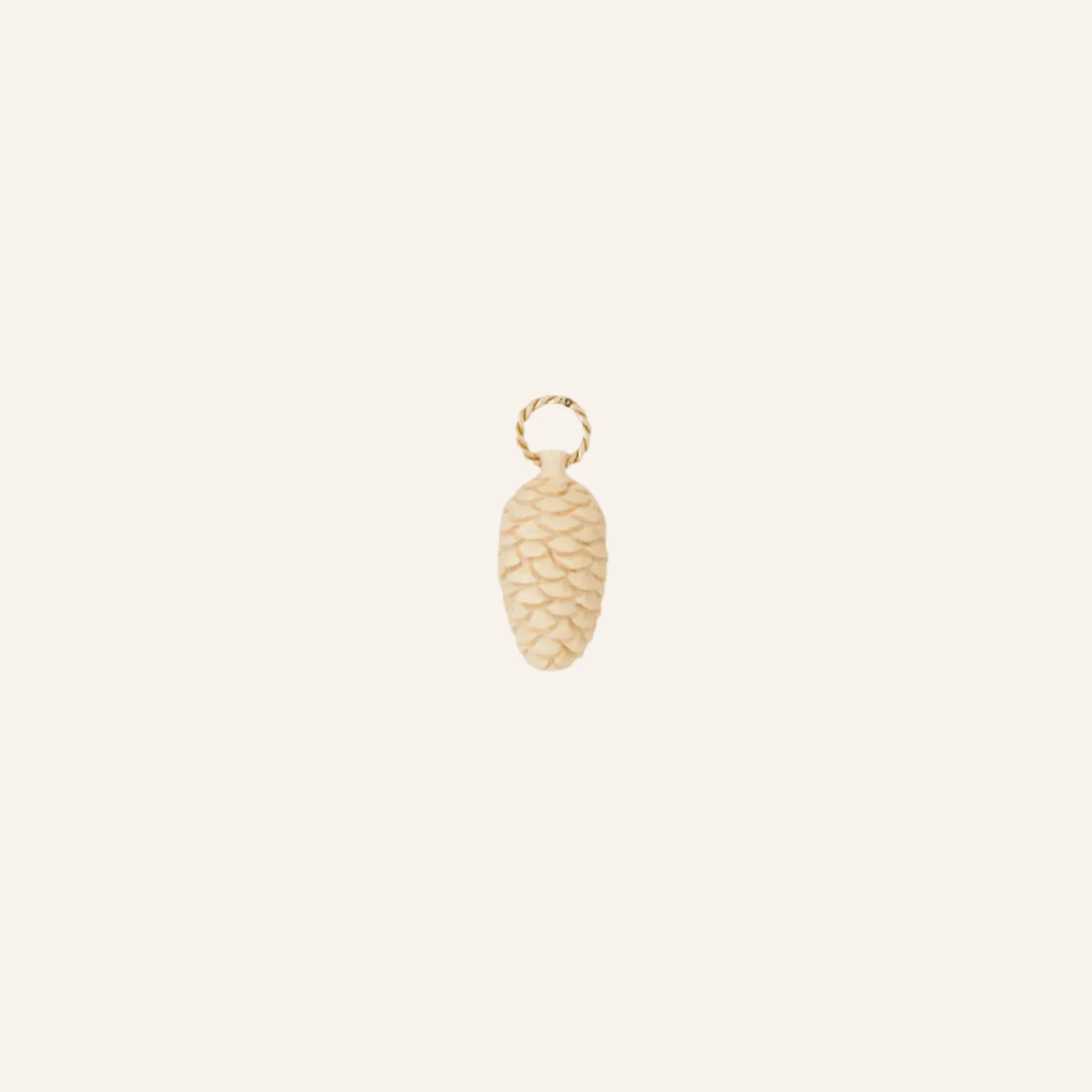 18K Carved Bone Pine Cone Charm