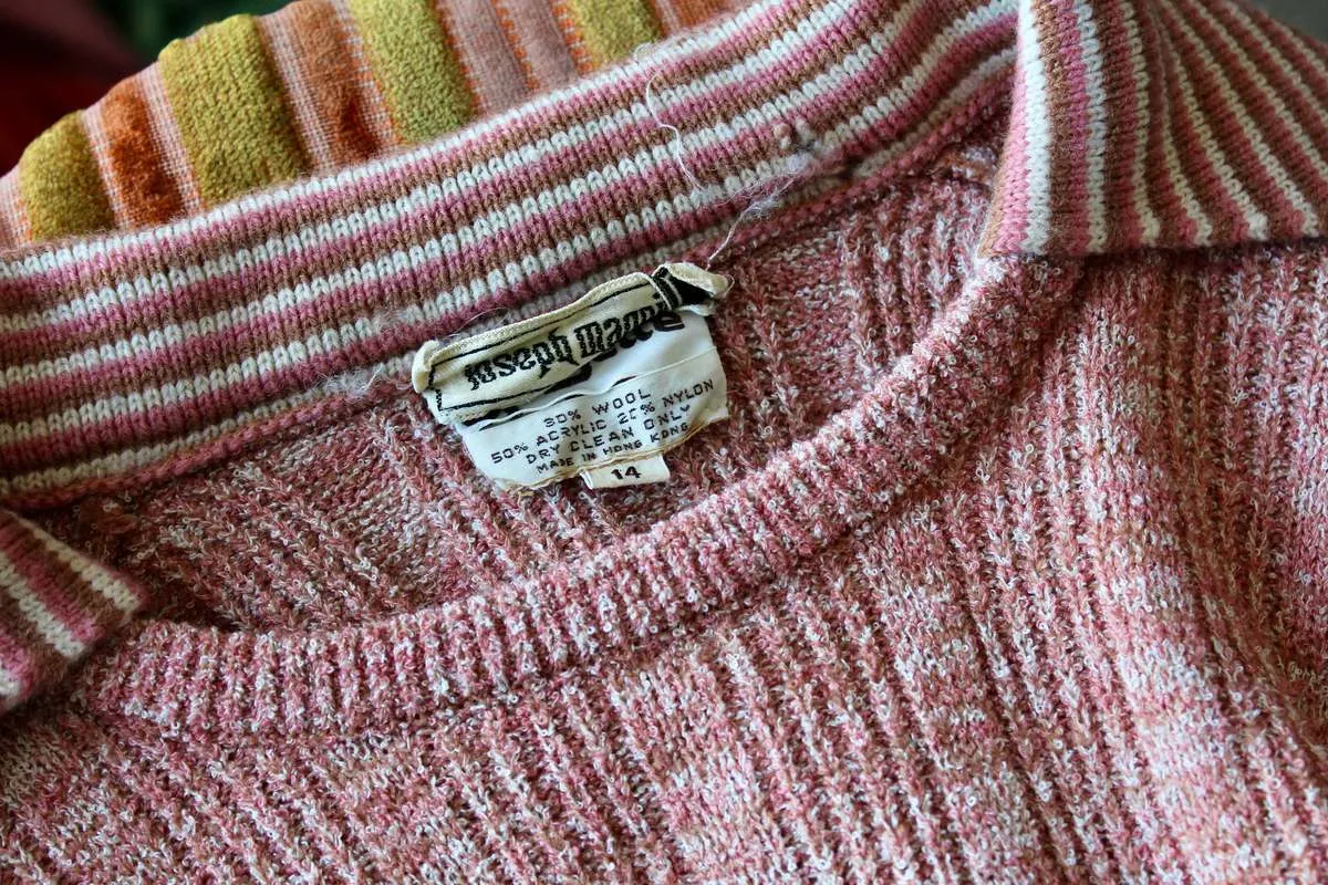 1970s  Wool Knit Dress Set - Salmon Pink Stripe