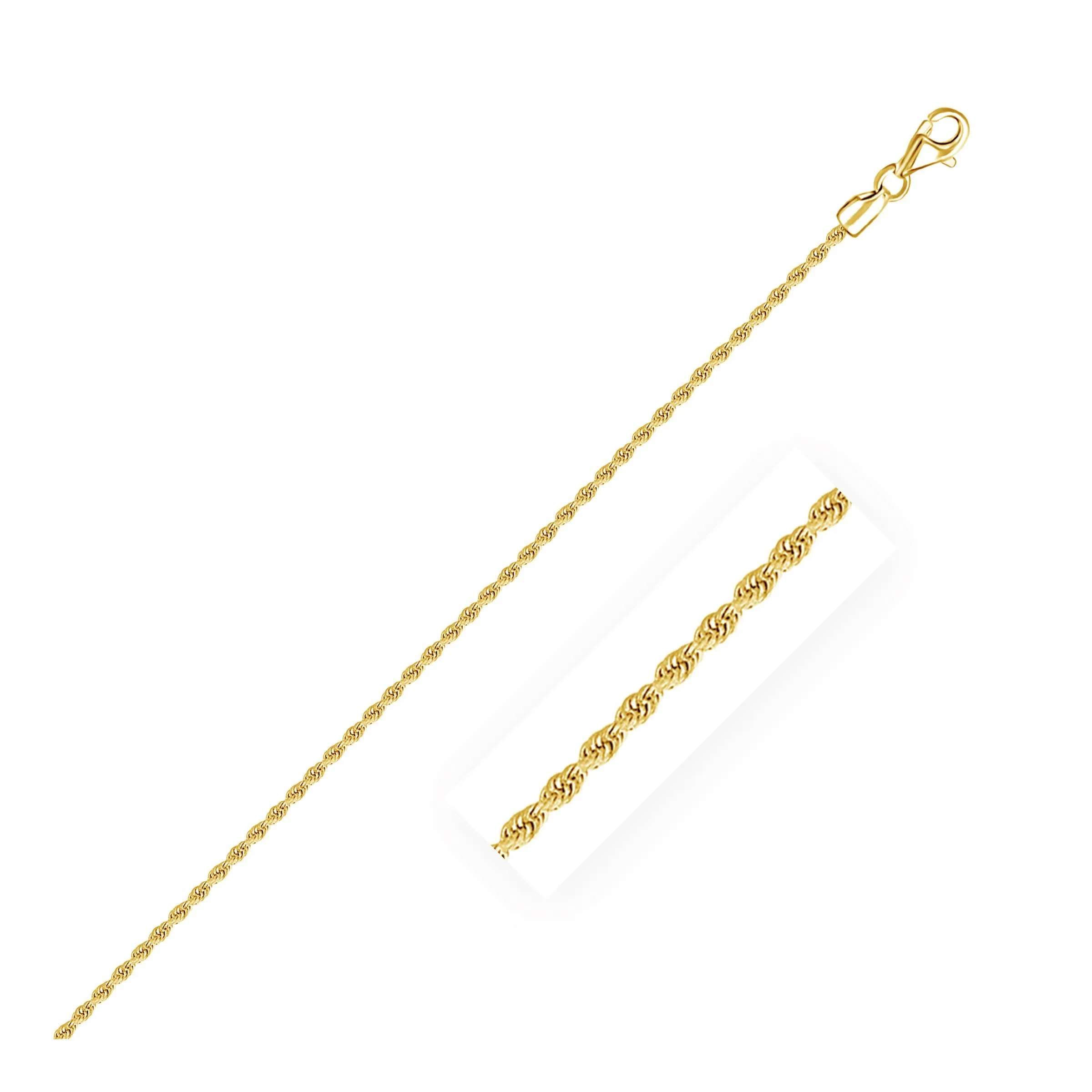 2.0mm 14k Yellow Gold Solid Diamond Cut Rope Chain-rx44349-18