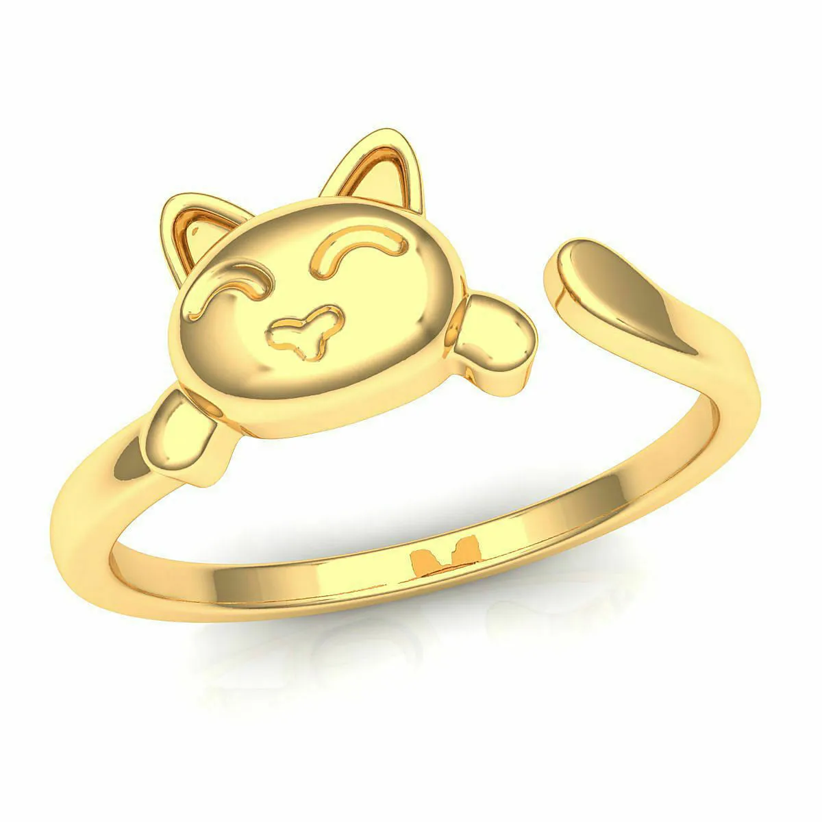 22k Solid Yellow Gold Ladies Jewelry Elegant Simple Cat Band Ring CGR82