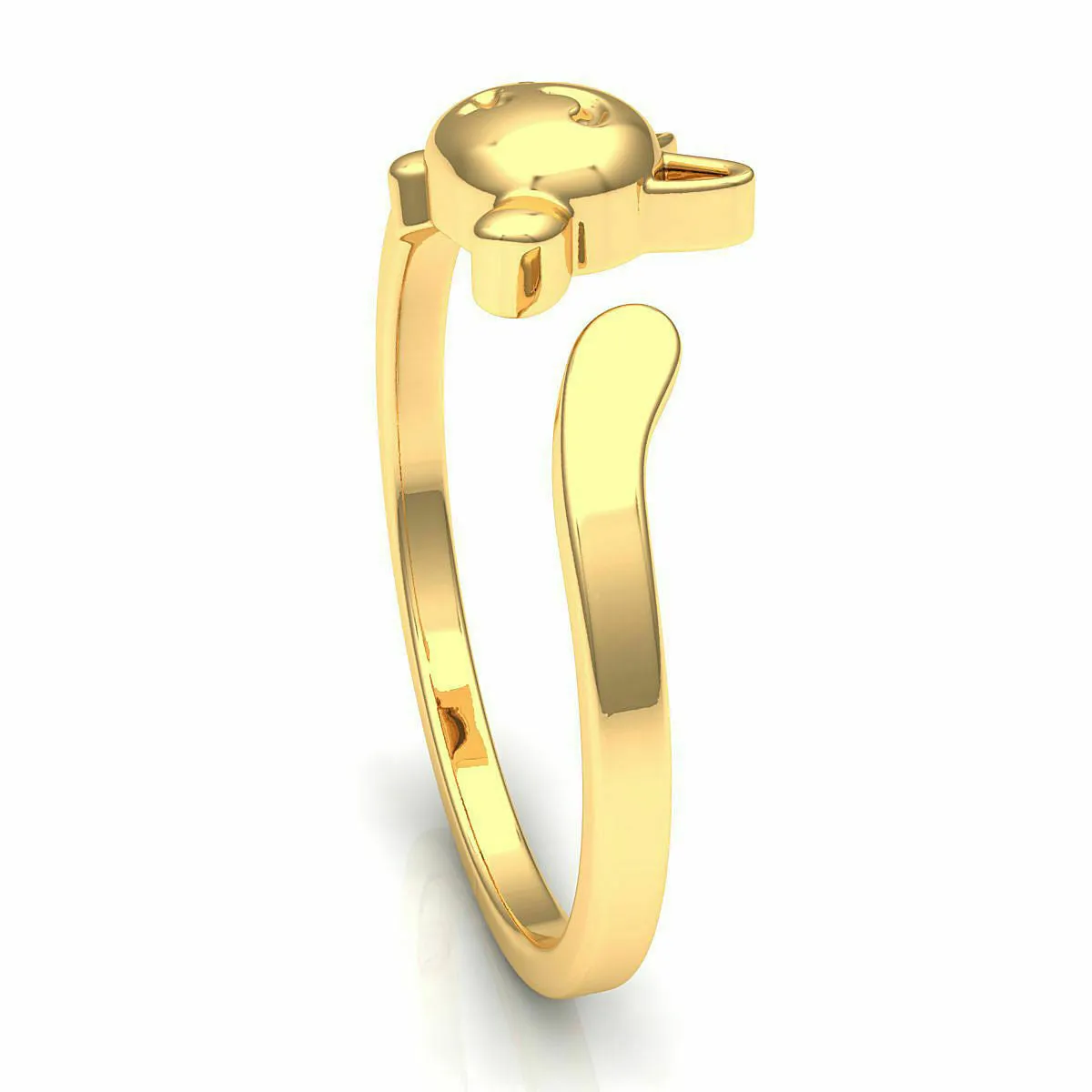 22k Solid Yellow Gold Ladies Jewelry Elegant Simple Cat Band Ring CGR82