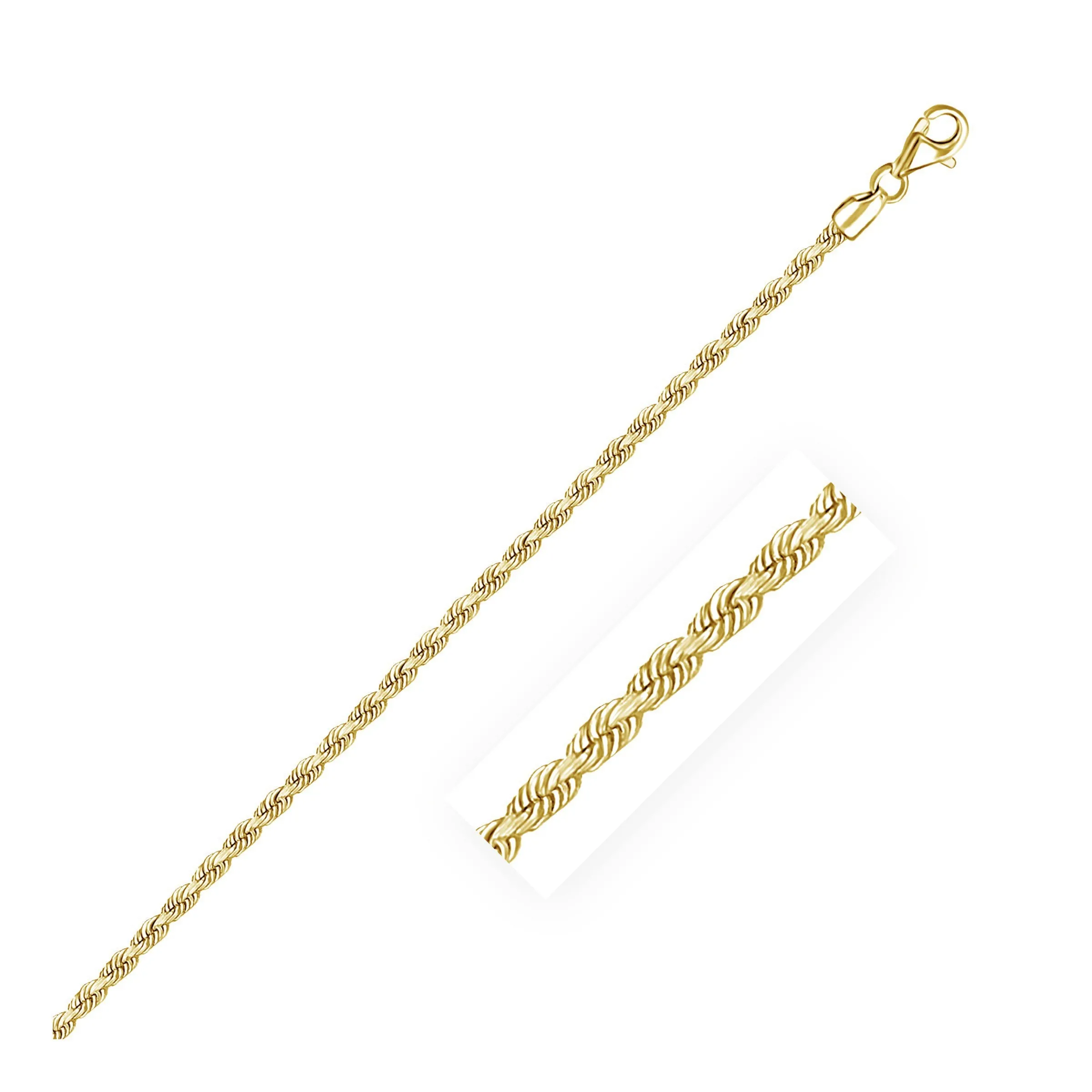 2.5mm 10k Yellow Gold Solid Diamond Cut Rope Chain-rx58678-16