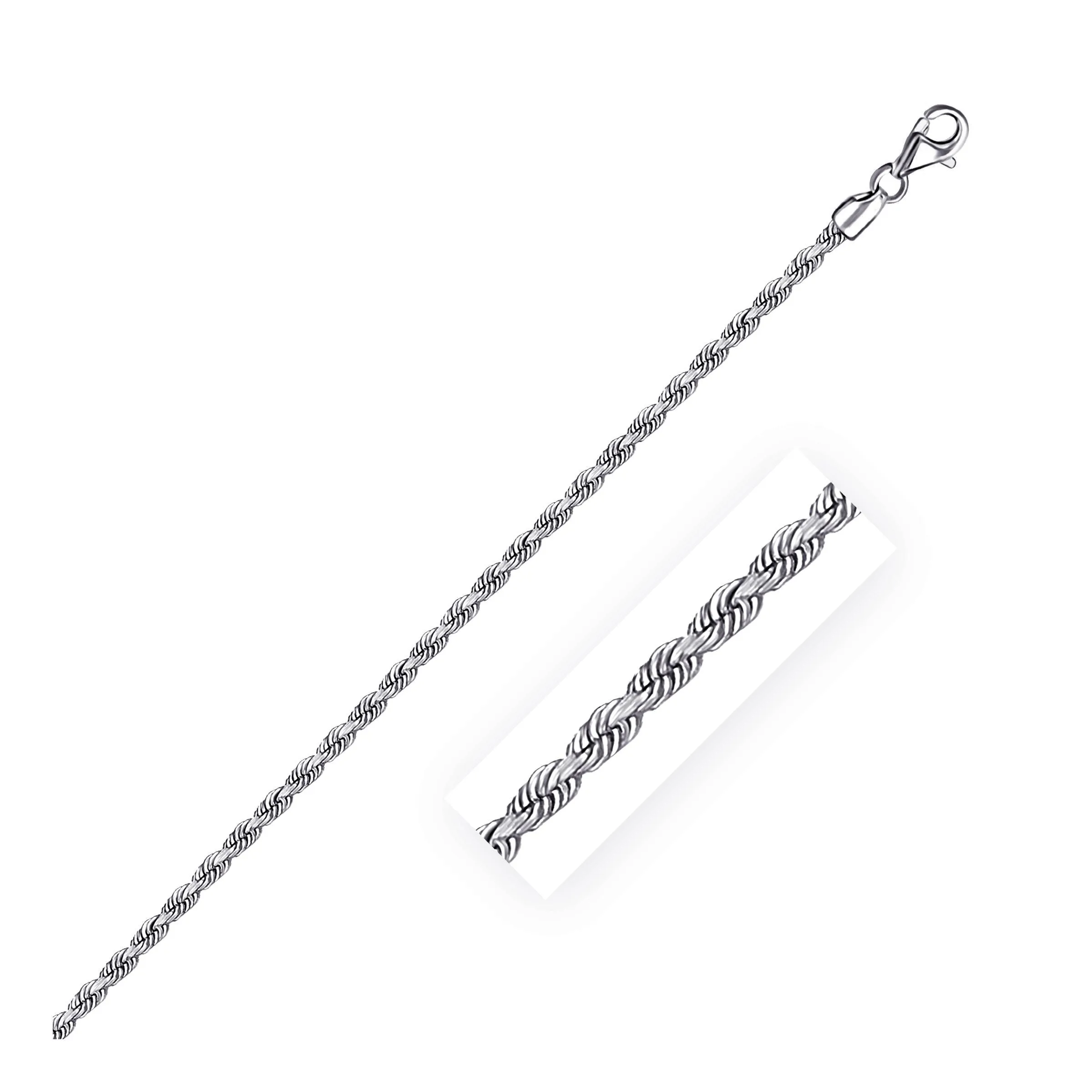 2.5mm 14k White Gold Solid Diamond Cut Rope Chain-rx16587-20