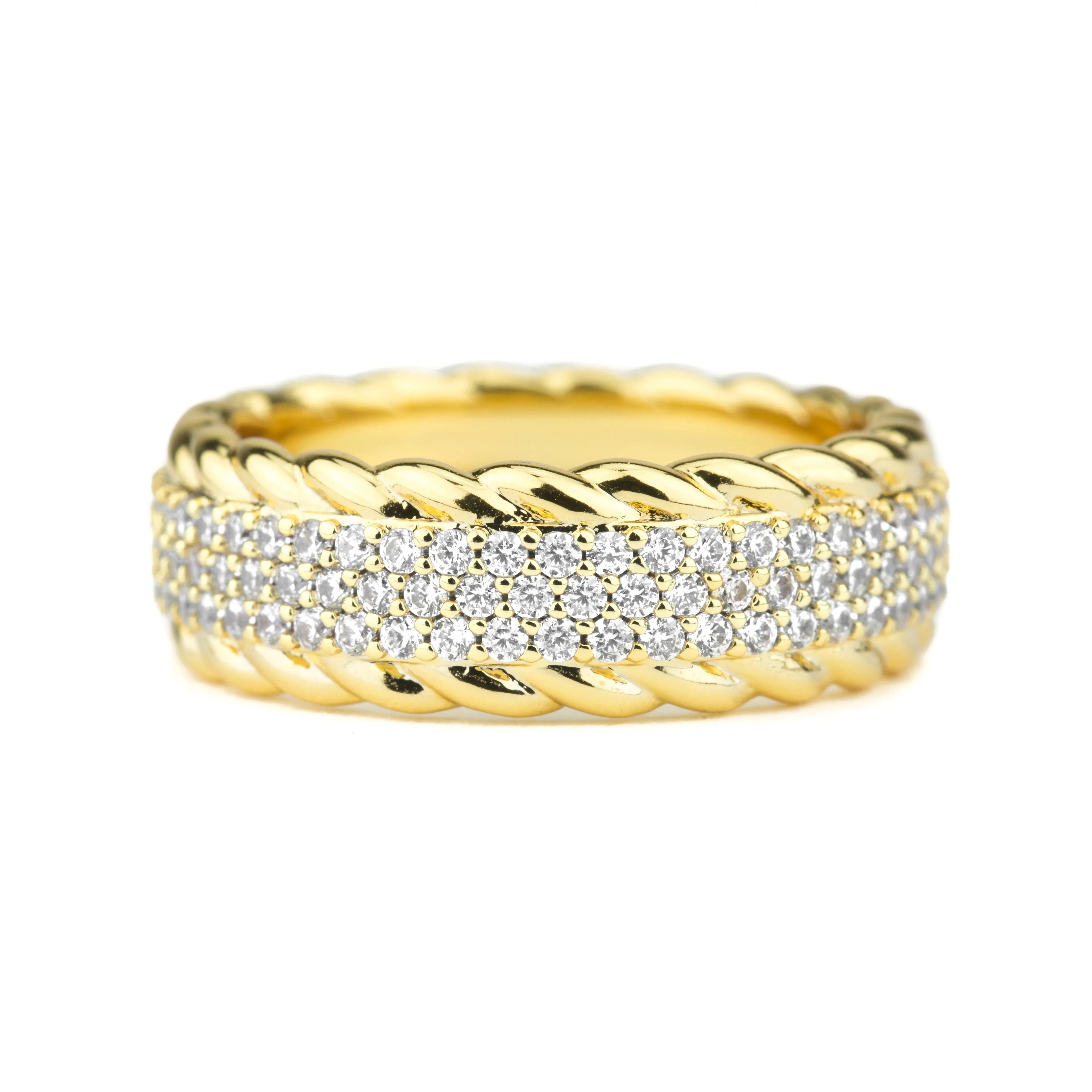 3-Row Diamond Rope Eternity Ring