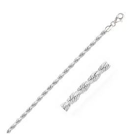 3.0mm 14k White Gold Solid Diamond Cut Rope Chain-rx07737-24