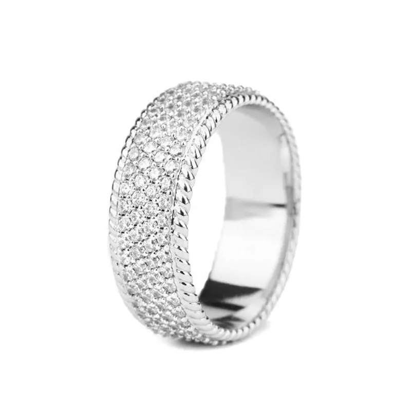 4-Row Diamond Rope Ring White Gold