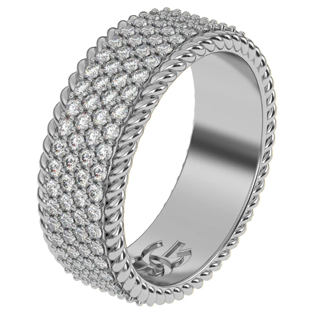 4-Row Diamond Rope Ring