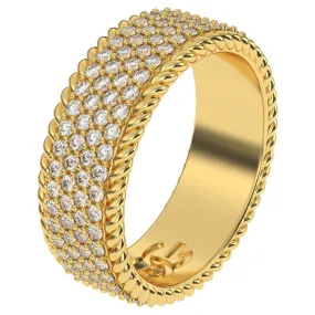 4-Row Diamond Rope Ring