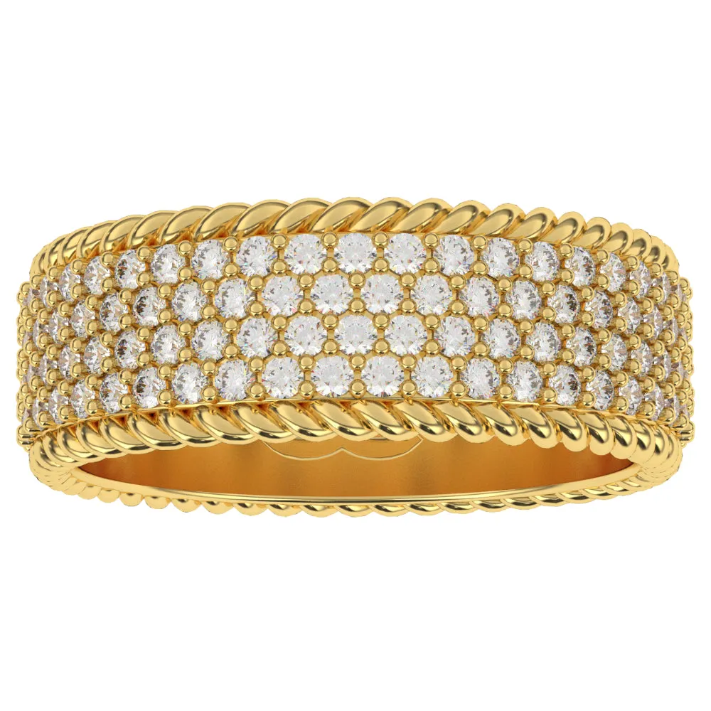 4-Row Diamond Rope Ring