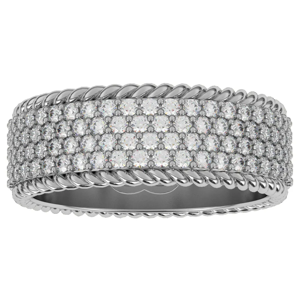 4-Row Diamond Rope Ring