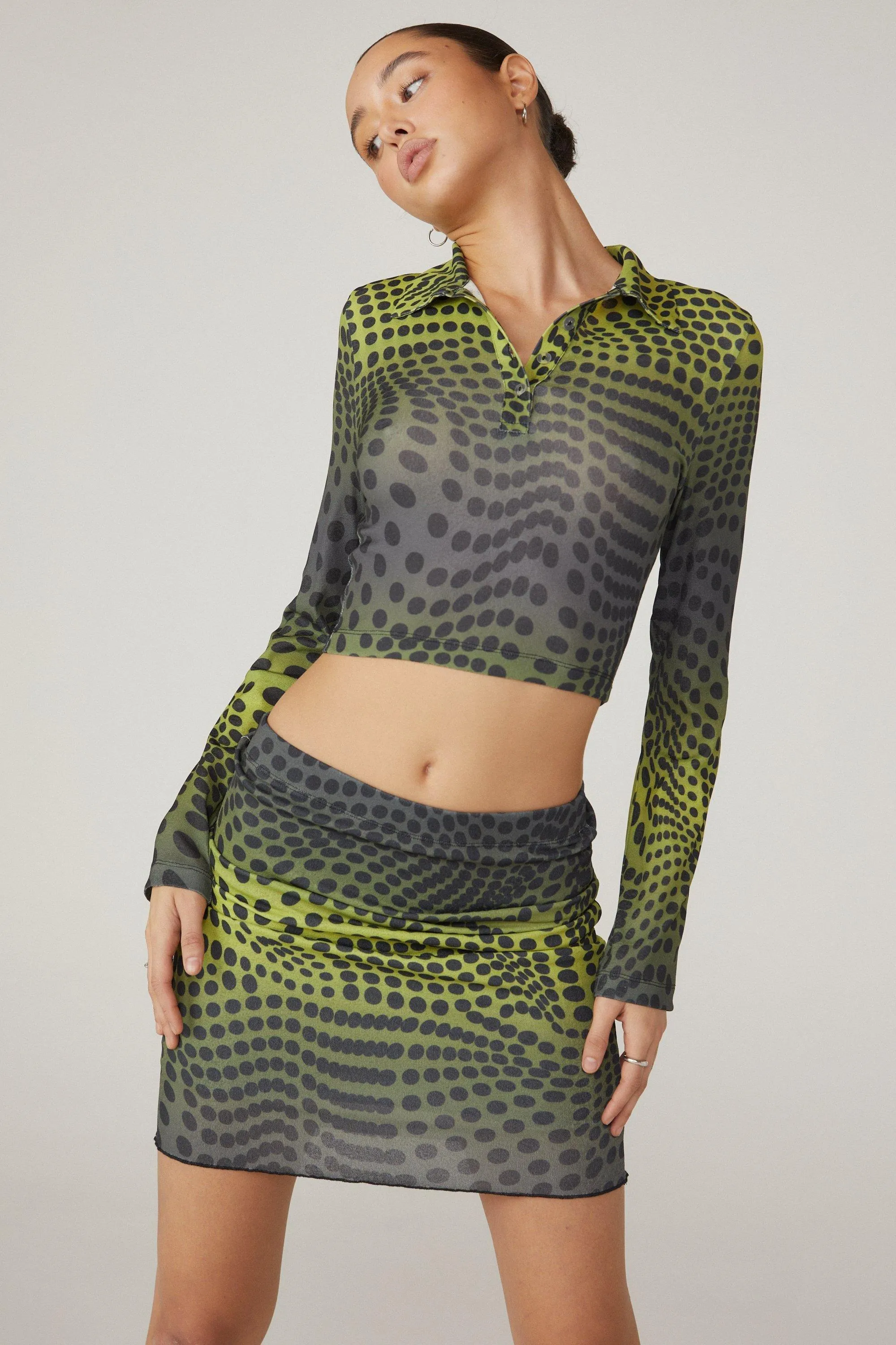 Abstract Spot Print Mesh Top