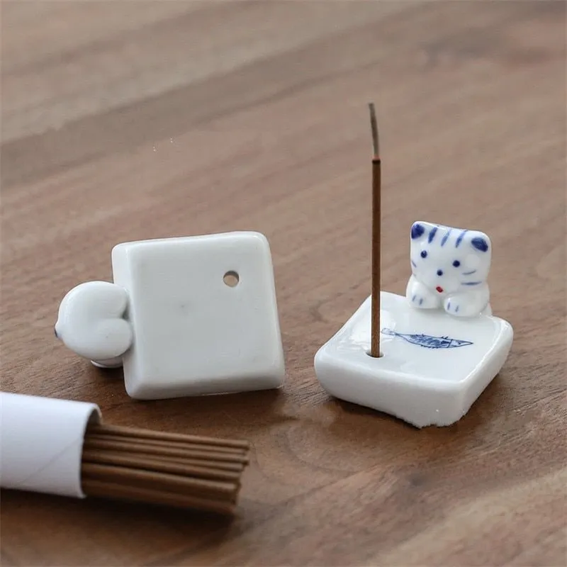 Adorable Puppy and Kitty Incense Holder